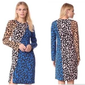 NWT DIANE VON FURSTENBERG Women’s Silk Blend Multi Animal Print Dress